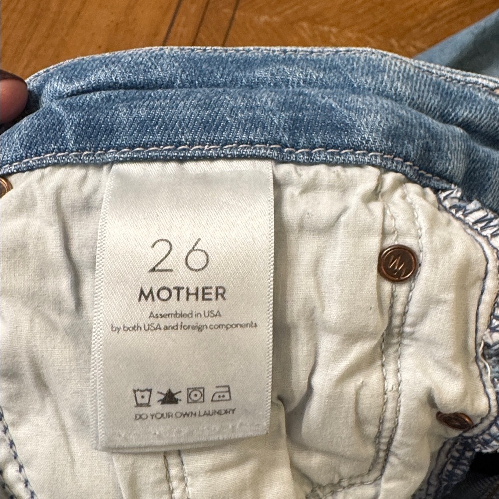 MOTHER Light Blue High Rise Cropped Ripped Jeans - Picture 5 of 11